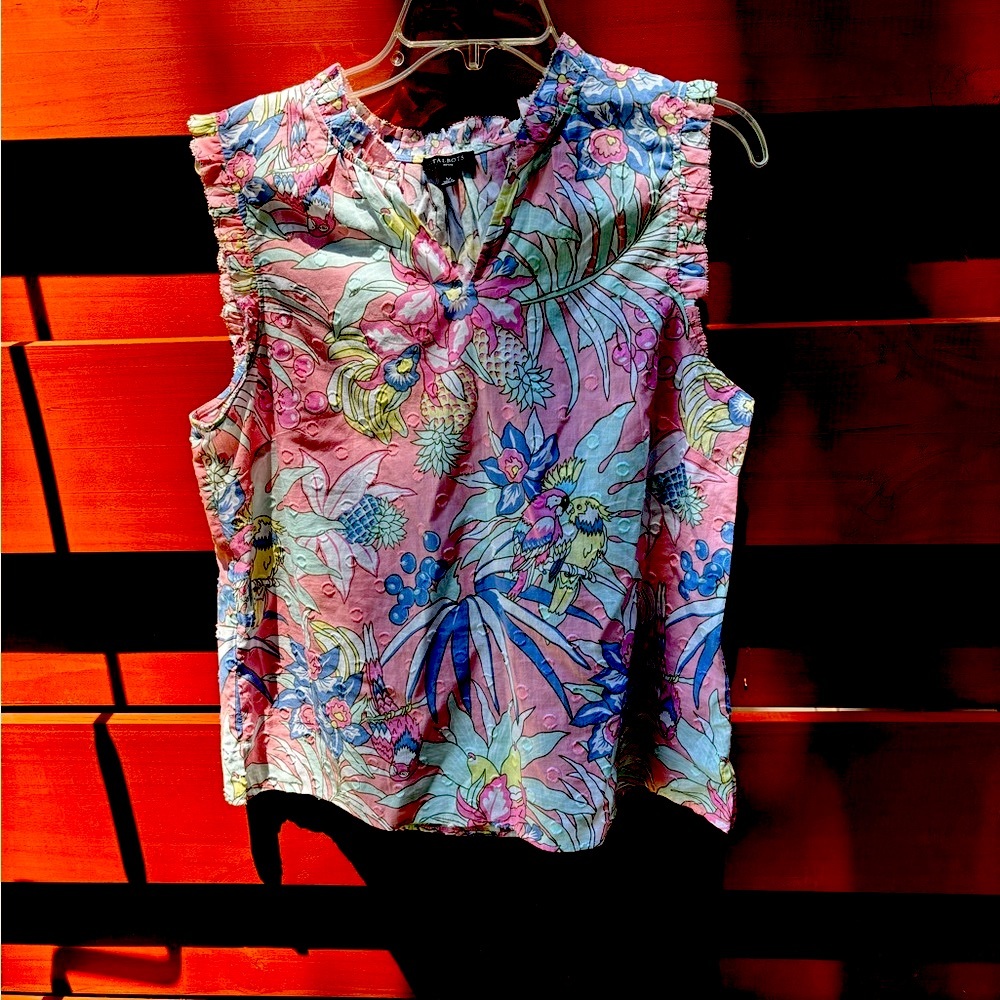 Talbots Pink & Blue Blouse, Size LP